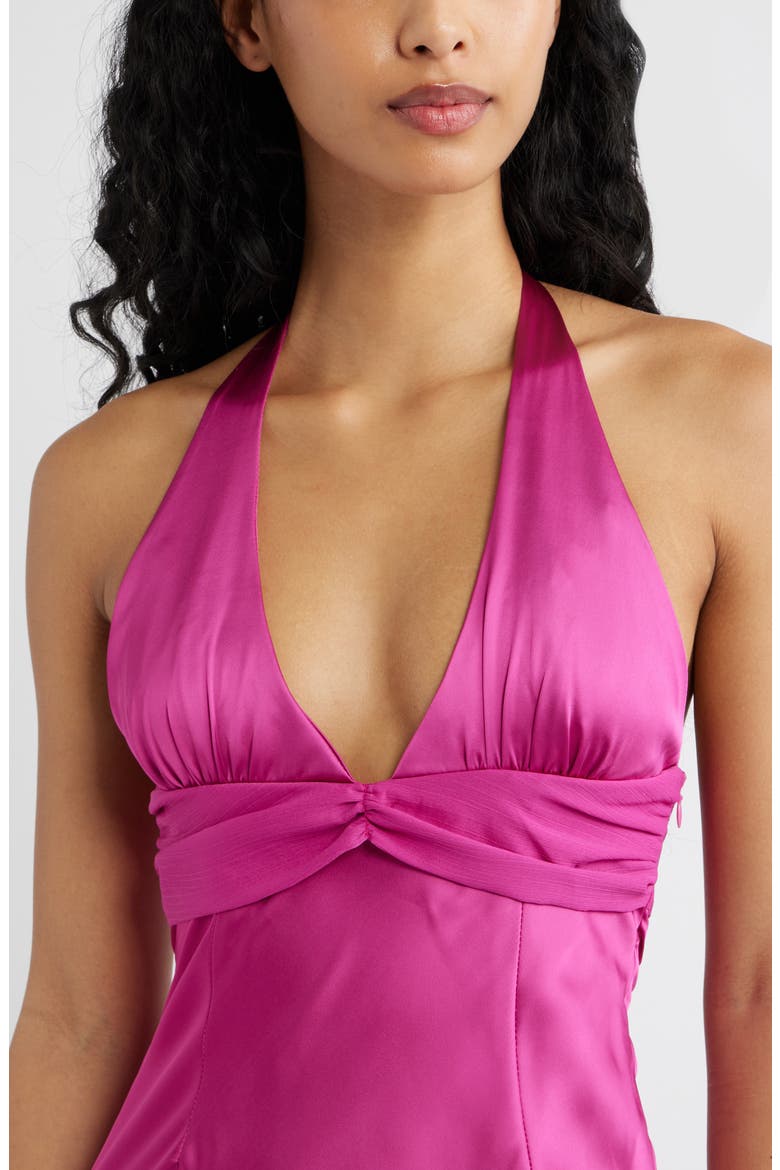 Odyssa Satin Halter Gown, Alternate, color, MAGENTA