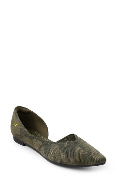 Anne Klein Sport Odette Flats Shoes Pointed Toe Green Camo Camouflage Women outlets 8.5