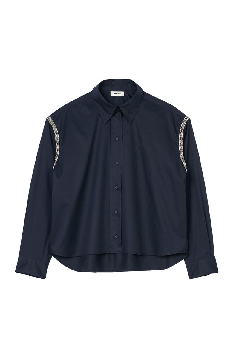 SANDRO Denim shirt with rhinestones, Alternate, color, 