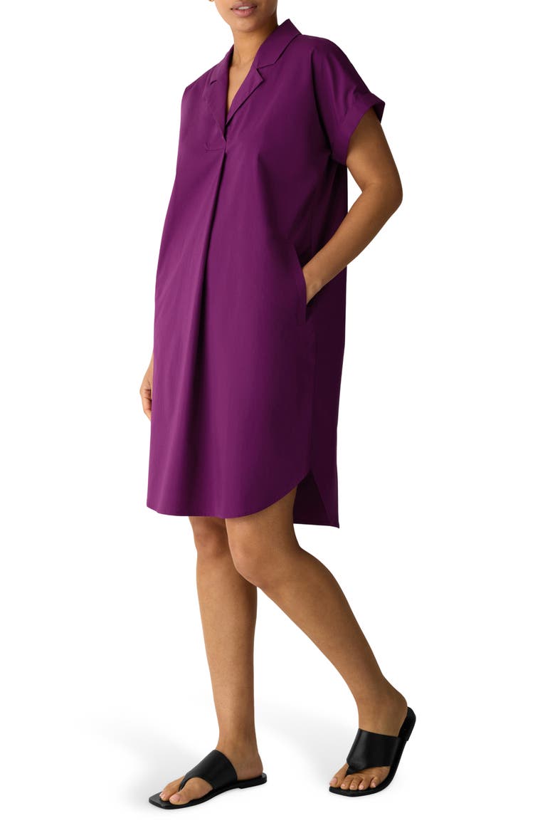 Stretch Poplin Shirtdress, Alternate, color, BERRY PLUM