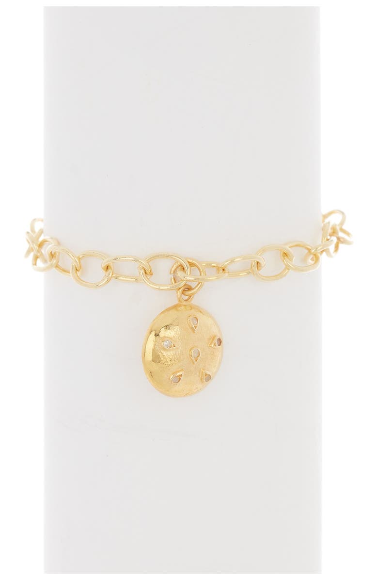 FOREVER CREATIONS USA INC Gold Plated Sterling Silver Disc Pendant Bracelet, Main, color, 