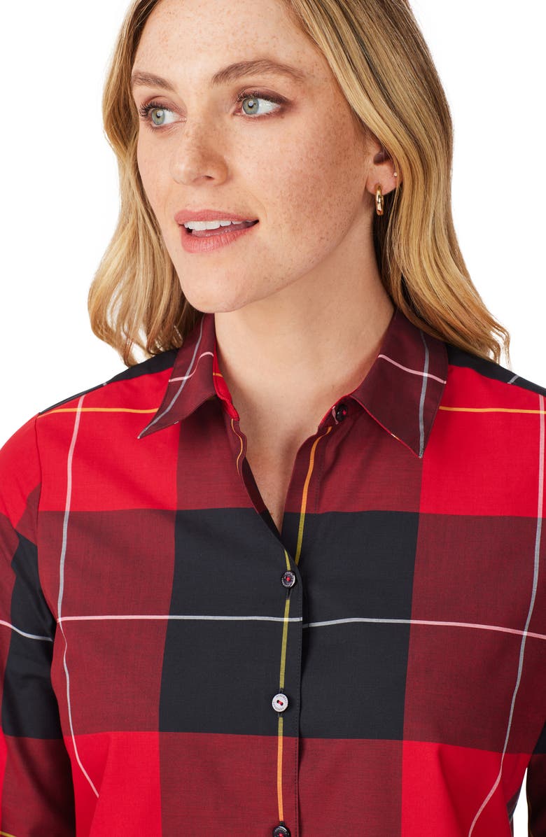 Foxcroft Rhea Gingham Shirt, Alternate, color, Black/ Red