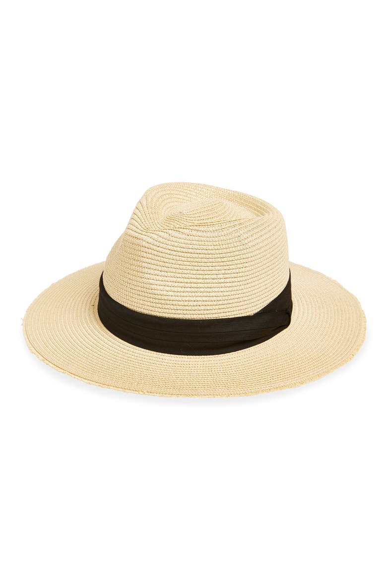 Fray Edge Packable Panama Hat, Main, color, IVORY