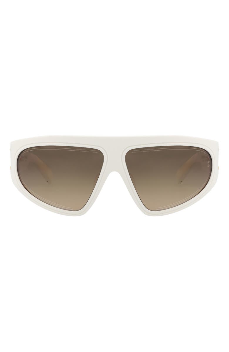 Balmain 62mm Shield Sunglasses, Main, color, White White Brown