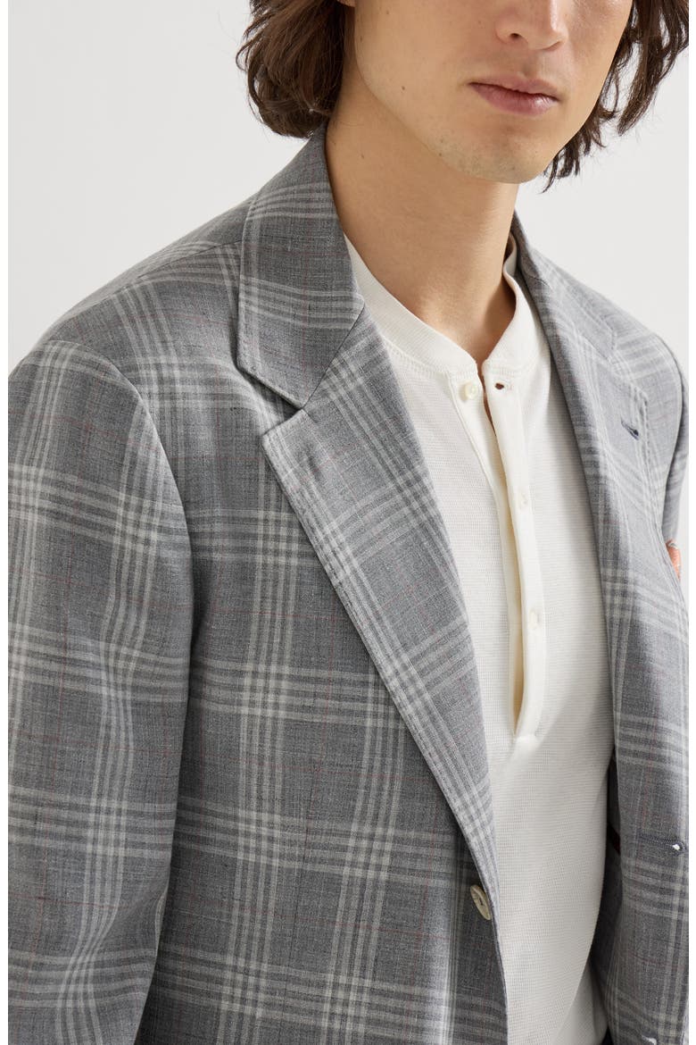 Tartan deconstructed blazer, Alternate, color, Light Grey