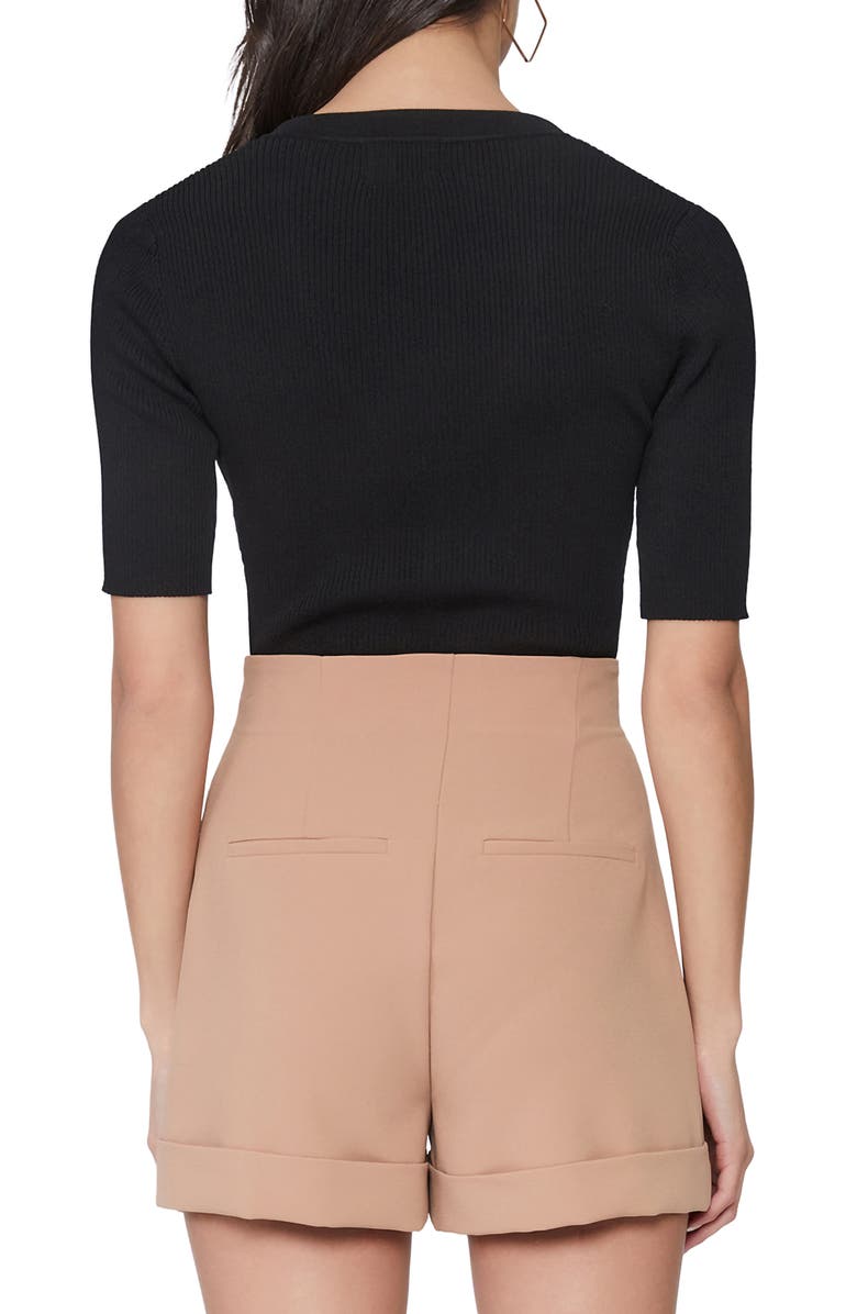 Bardot Aliette Collar Rib Bodysuit, Alternate, color,