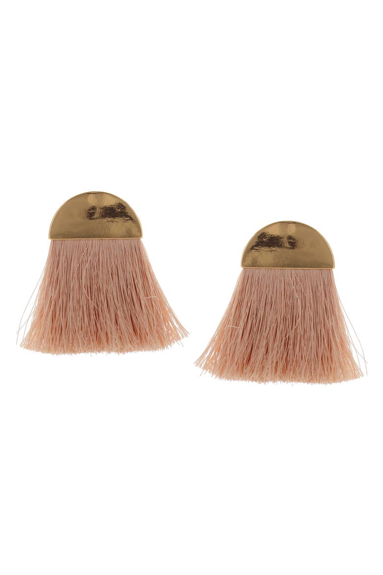 Sabina Cotton Thread Statement Earrings, Main, color, PINK