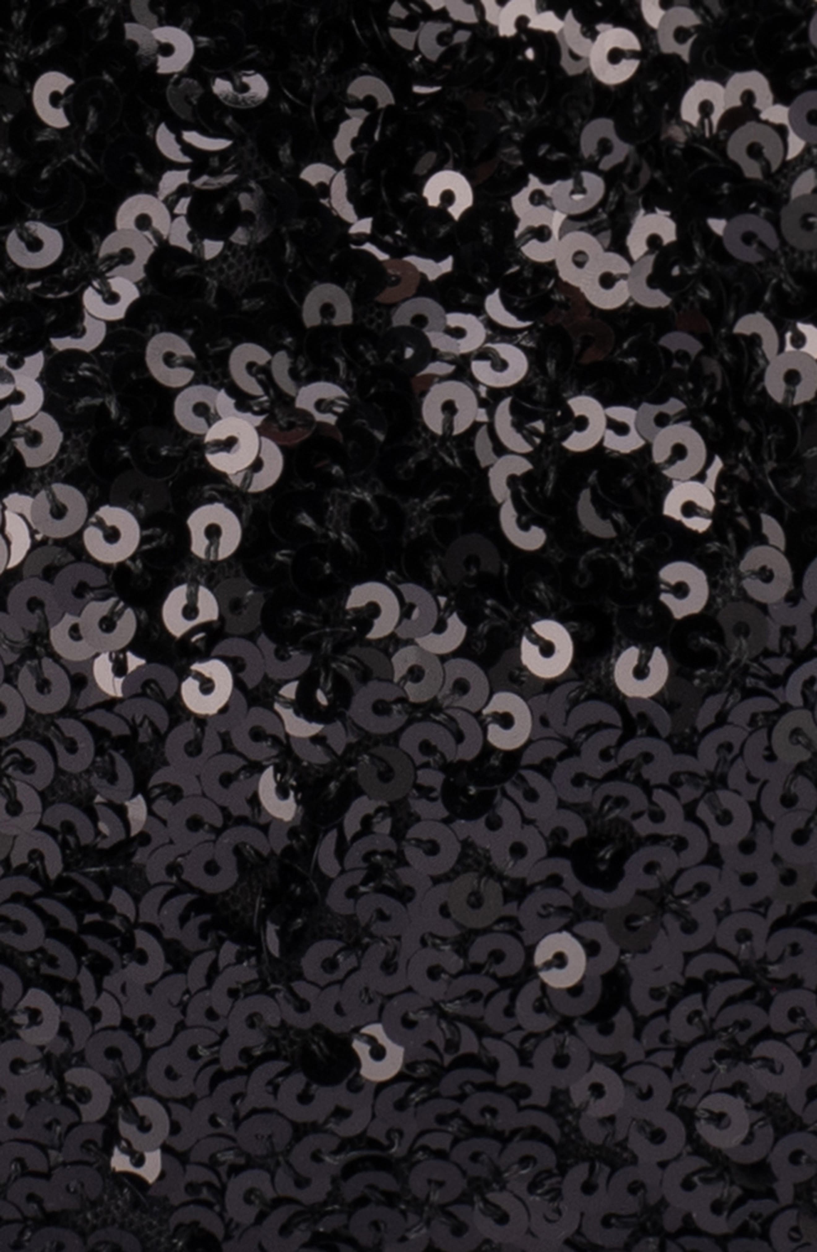 Olga Berg Ilana Sequin Drawstring Clutch, Alternate, color, Black