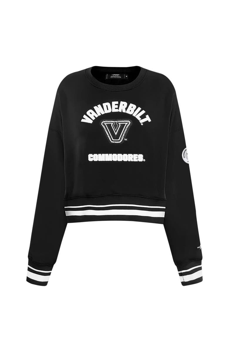 PRO STANDARD Women's Pro Standard Black Vanderbilt Commodores Pearl Cropped Pullover Sweatshirt, Alternate, color, Black