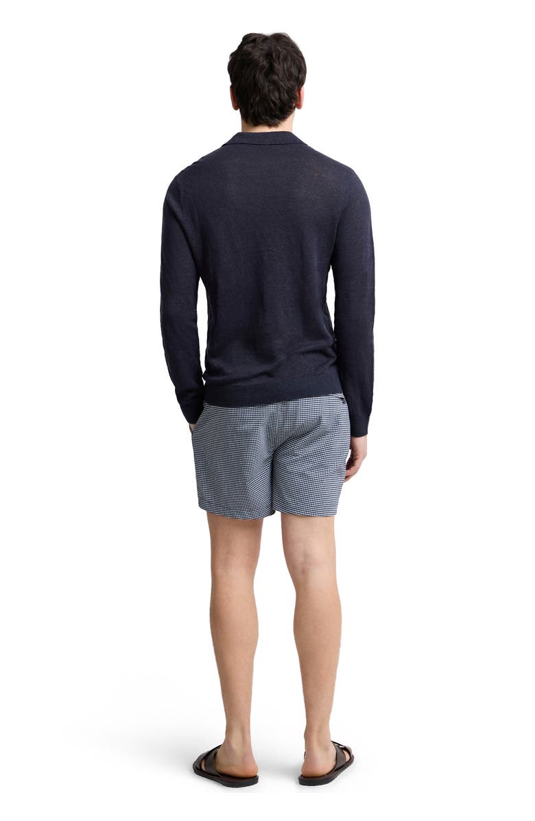 Onia Linen Johnny Polo Long Sleeve Sweater, Alternate, color, Midnight