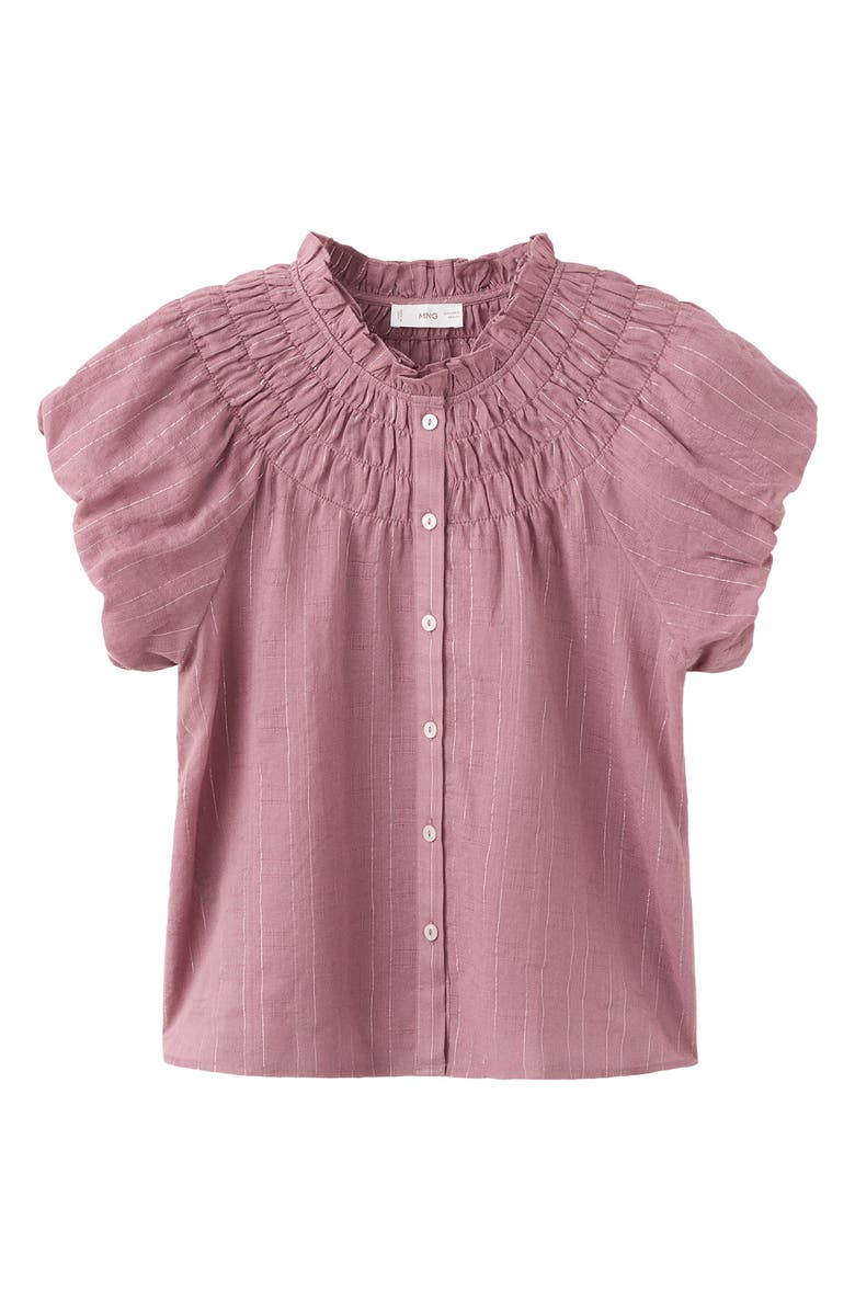 MANGO TEEN Metallic Stripe Button-Up Top, Alternate, color, 