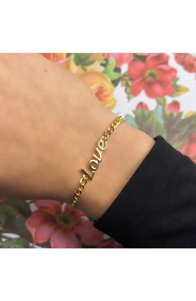 The Lovery Fine Jewelry Curb Love Bracelet, Alternate, color, Yellow Gold
