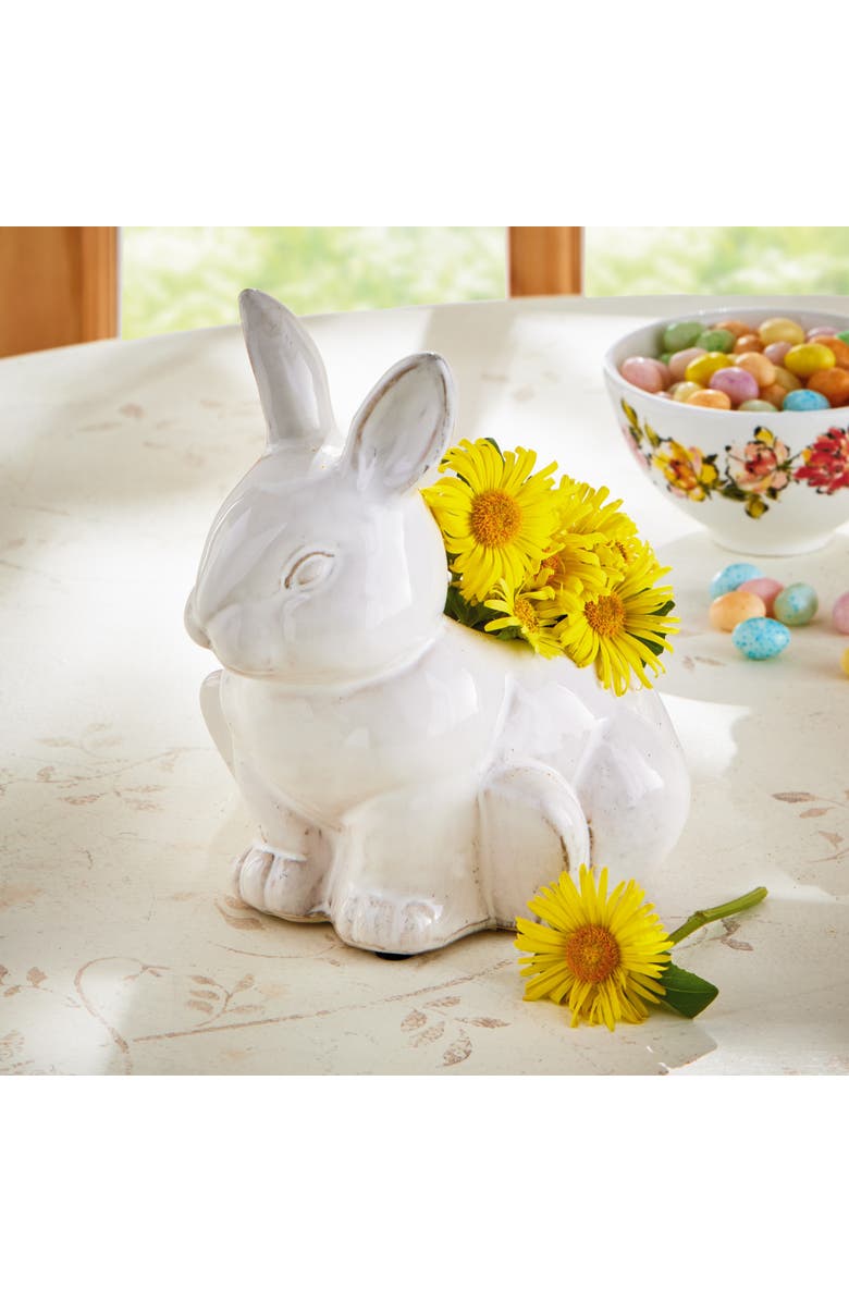 tag Sitting Bunny Planter White Stoneware Spring, Alternate, color, White