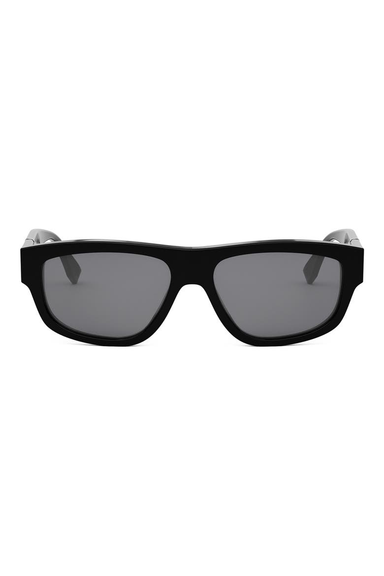 Diagonal 56mm Geometric Sunglasses, Main, color, SBLK/SMK