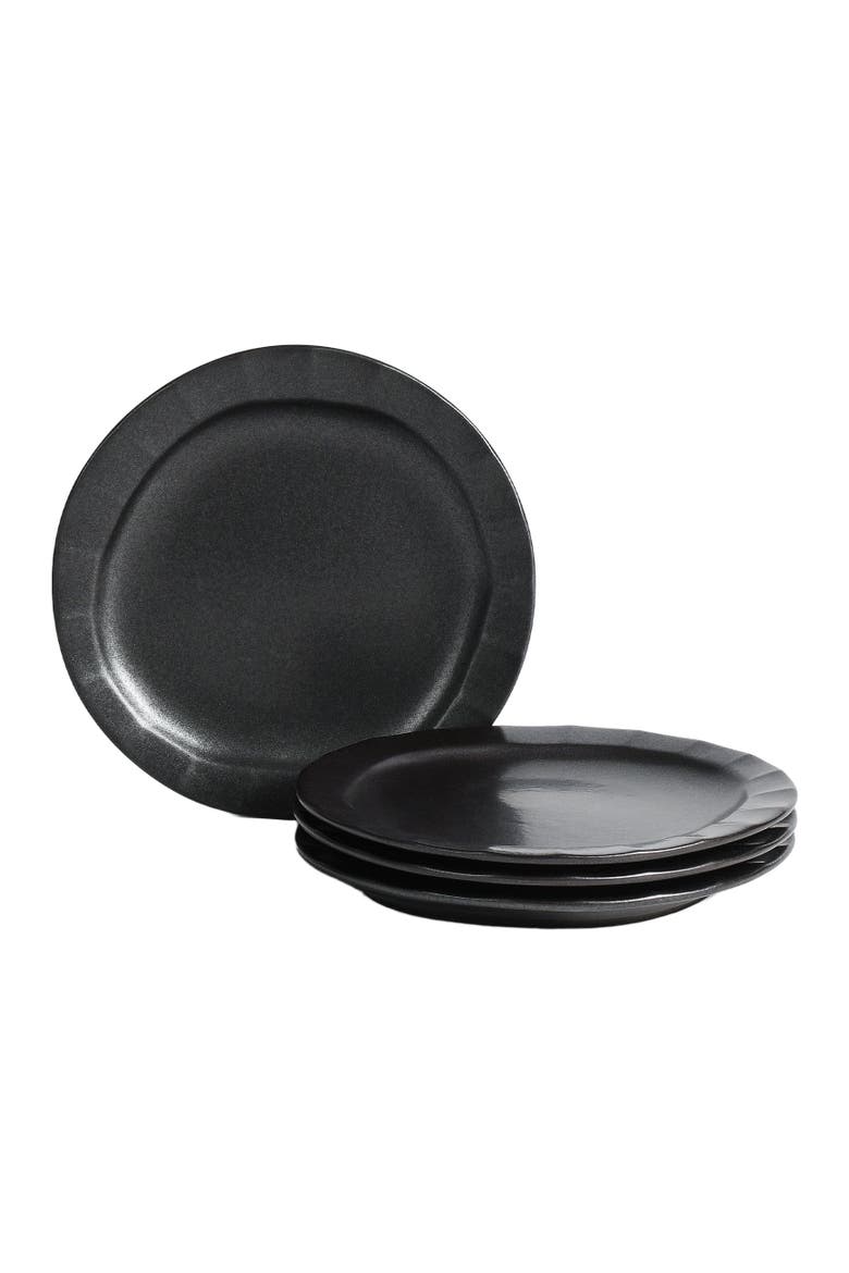 Oasis Stoneware 4-Piece Salad Plate Set, Main, color, Black