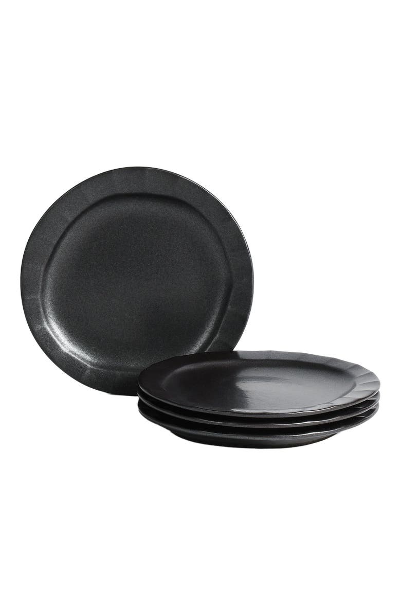 Stone Lain Oasis Stoneware 4-Piece Salad Plate Set, Main, color, Black