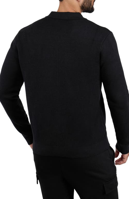 Shop Spring + Mercer Patch Pocket Button-up Polo Sweater In Black