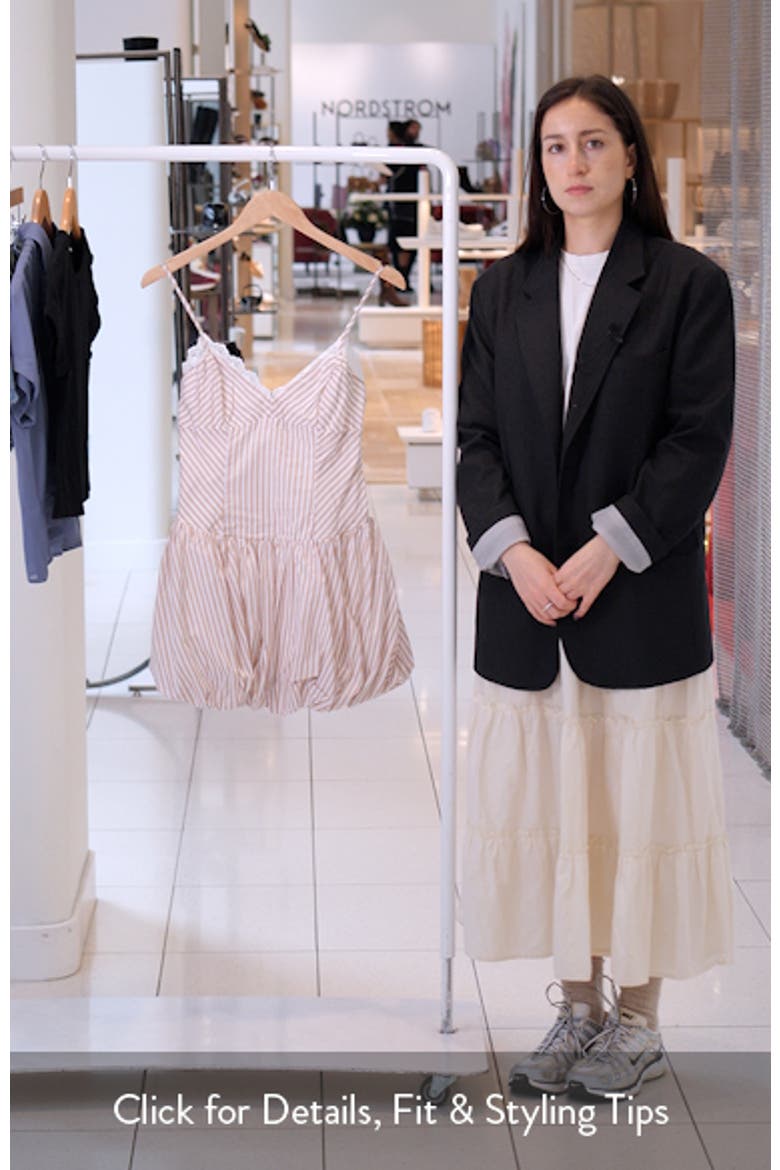 Stripe Drop Waist Bubble Hem Cotton Dress video