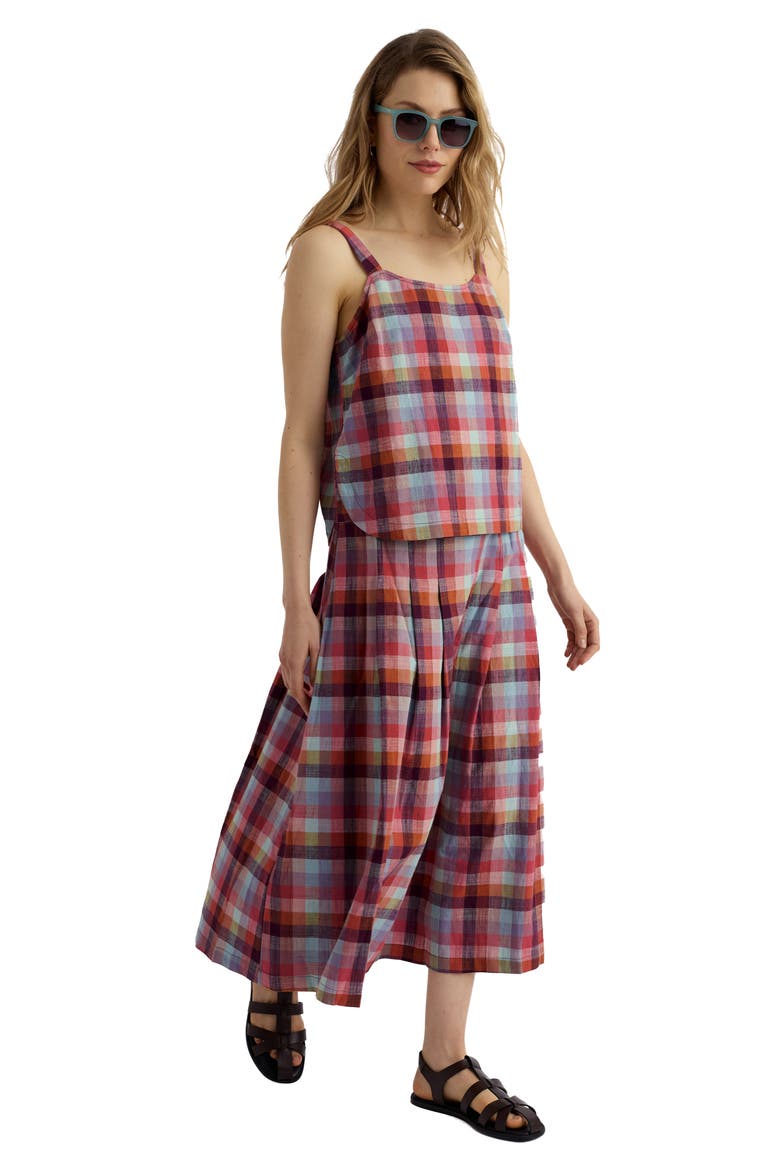 Hare's Tail Check Organic Cotton Tank, Alternate, color, KAMMDRO MULTI