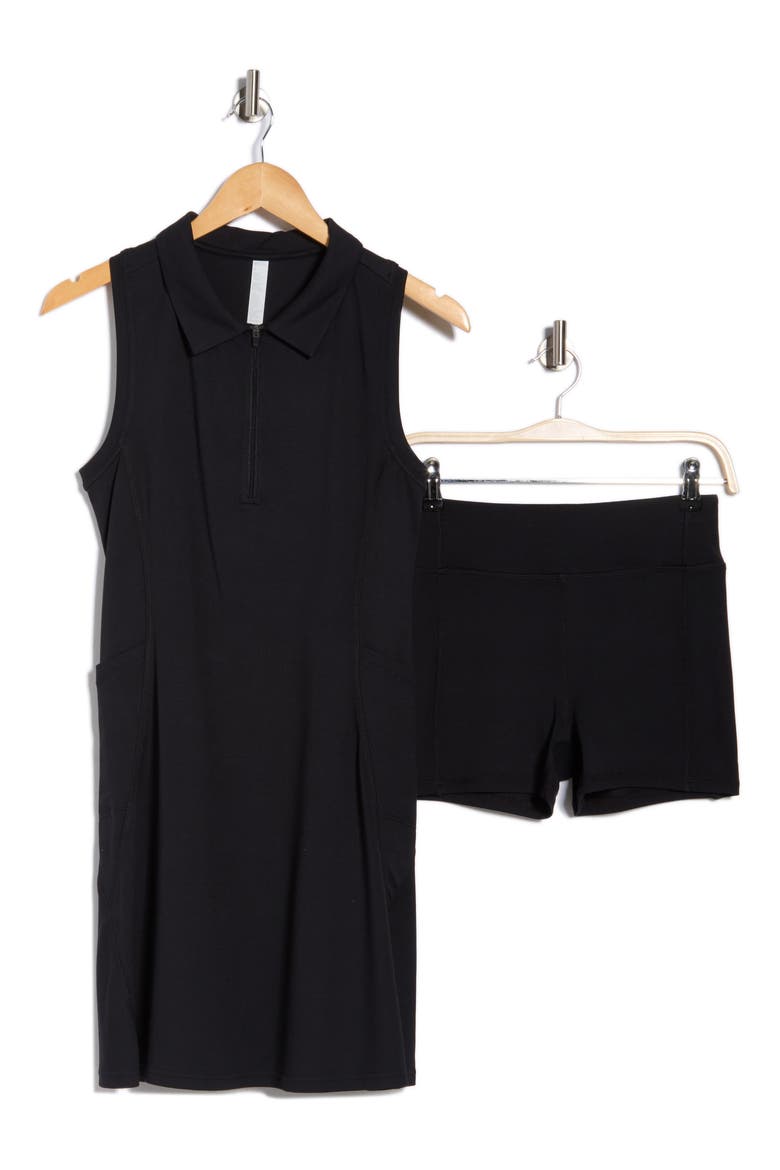 Replay Sleeveless Polo Dress & Shorts Set, Alternate, color, BLACK