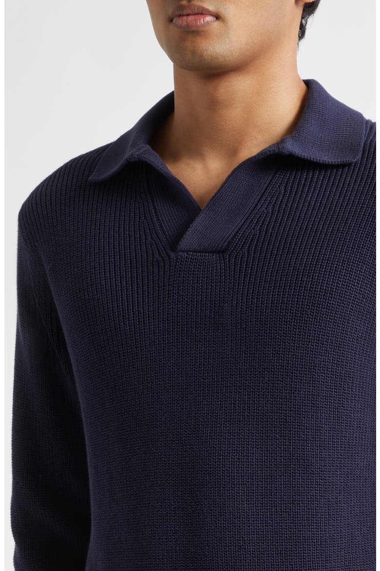 Skipper Long Sleeve Cotton Polo, Alternate, color, NAVY