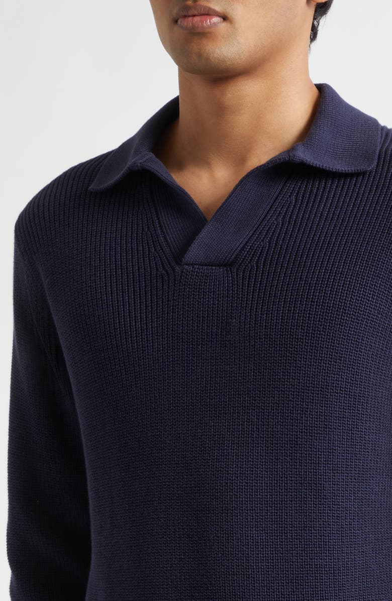 Thom Sweeney Skipper Long Sleeve Cotton Polo, Alternate, color, Navy