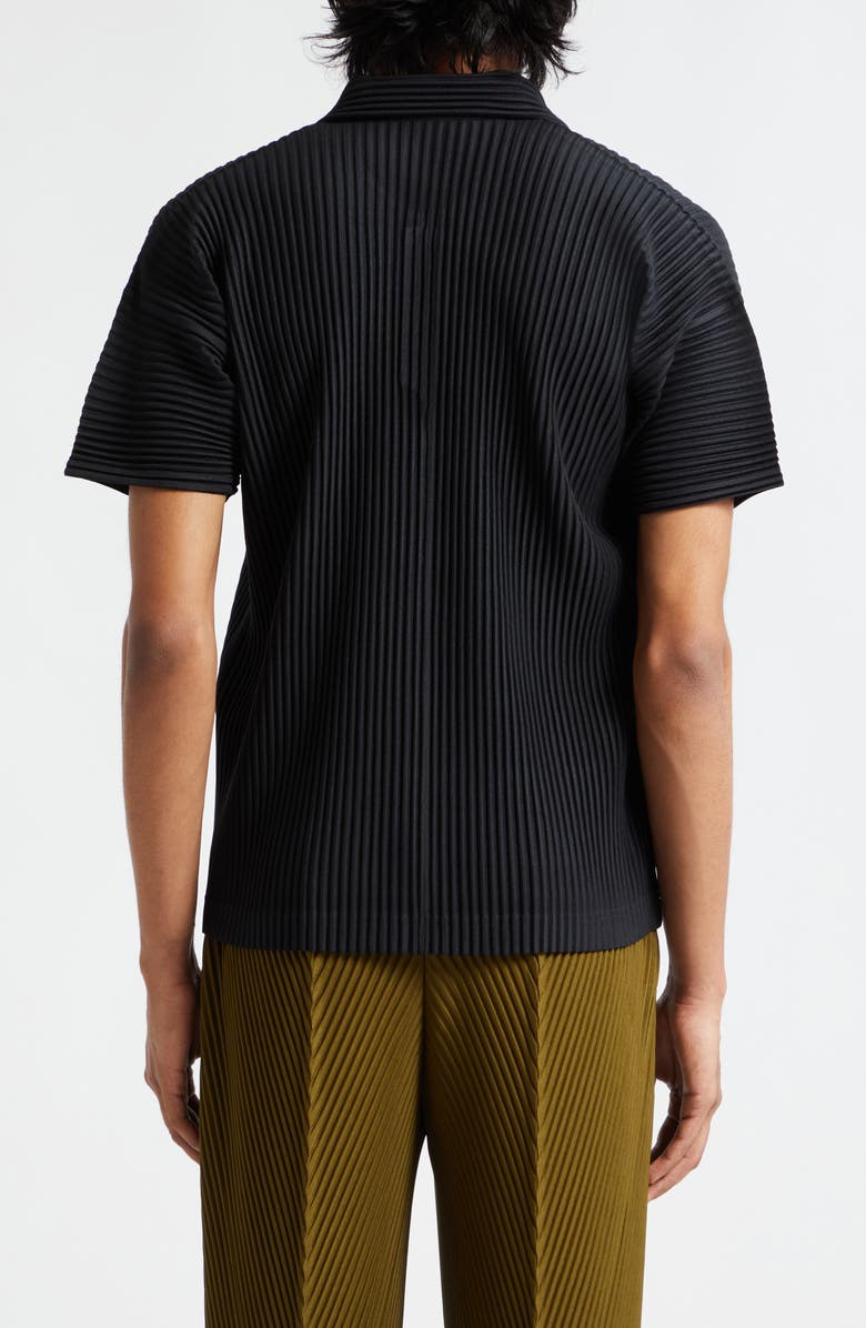 Homme Plissé Issey Miyake Basics Pleated Polo, Alternate, color, Black