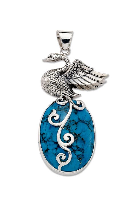 Sterling Silver and Seraphinite Swan Pendant
