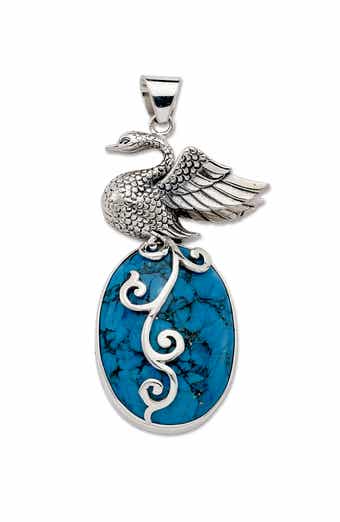 Sterling Silver and Seraphinite Swan Pendant