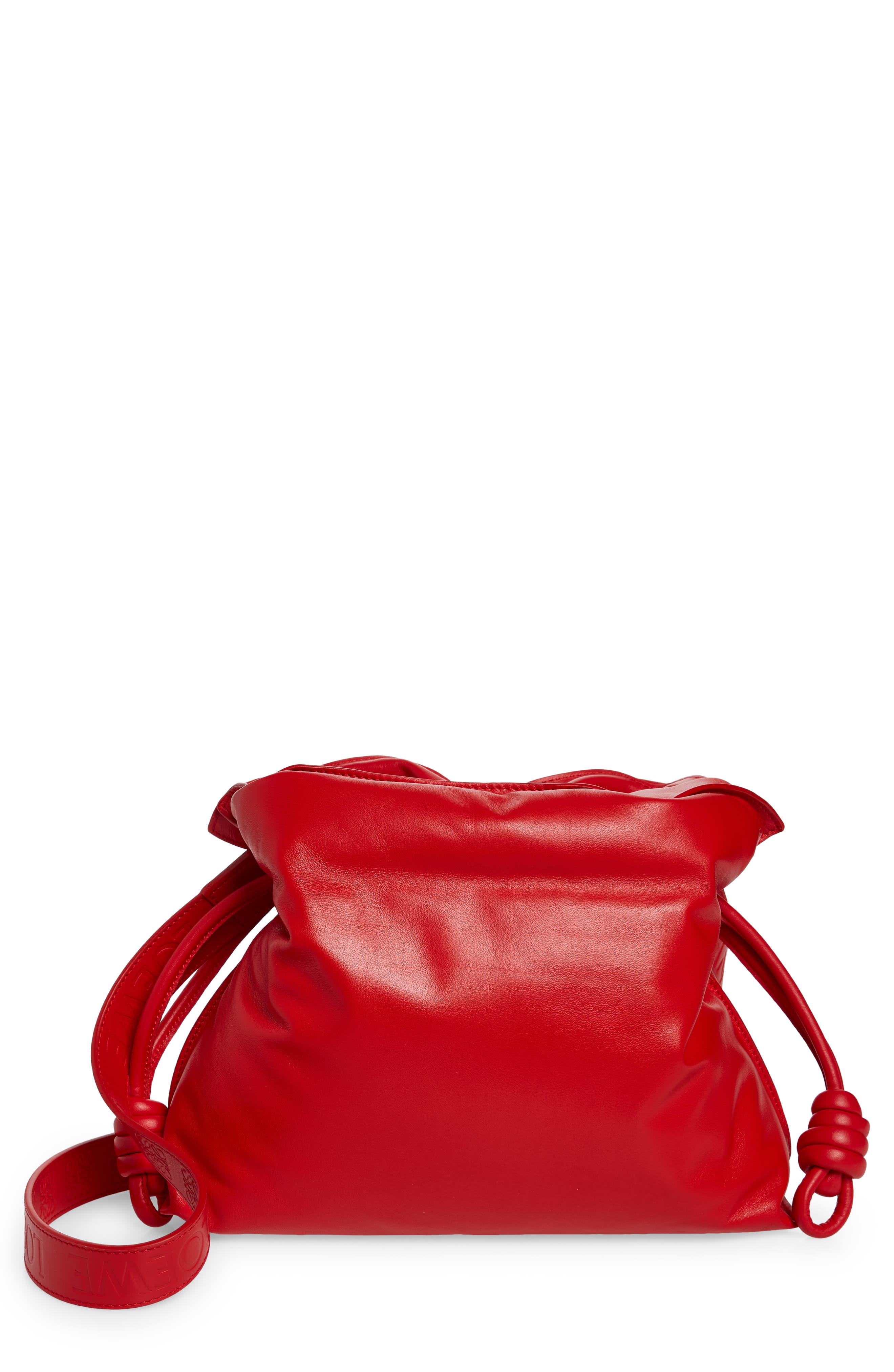 Flamenco Puffer Leather Clutch, Main, color, LIPSTICK