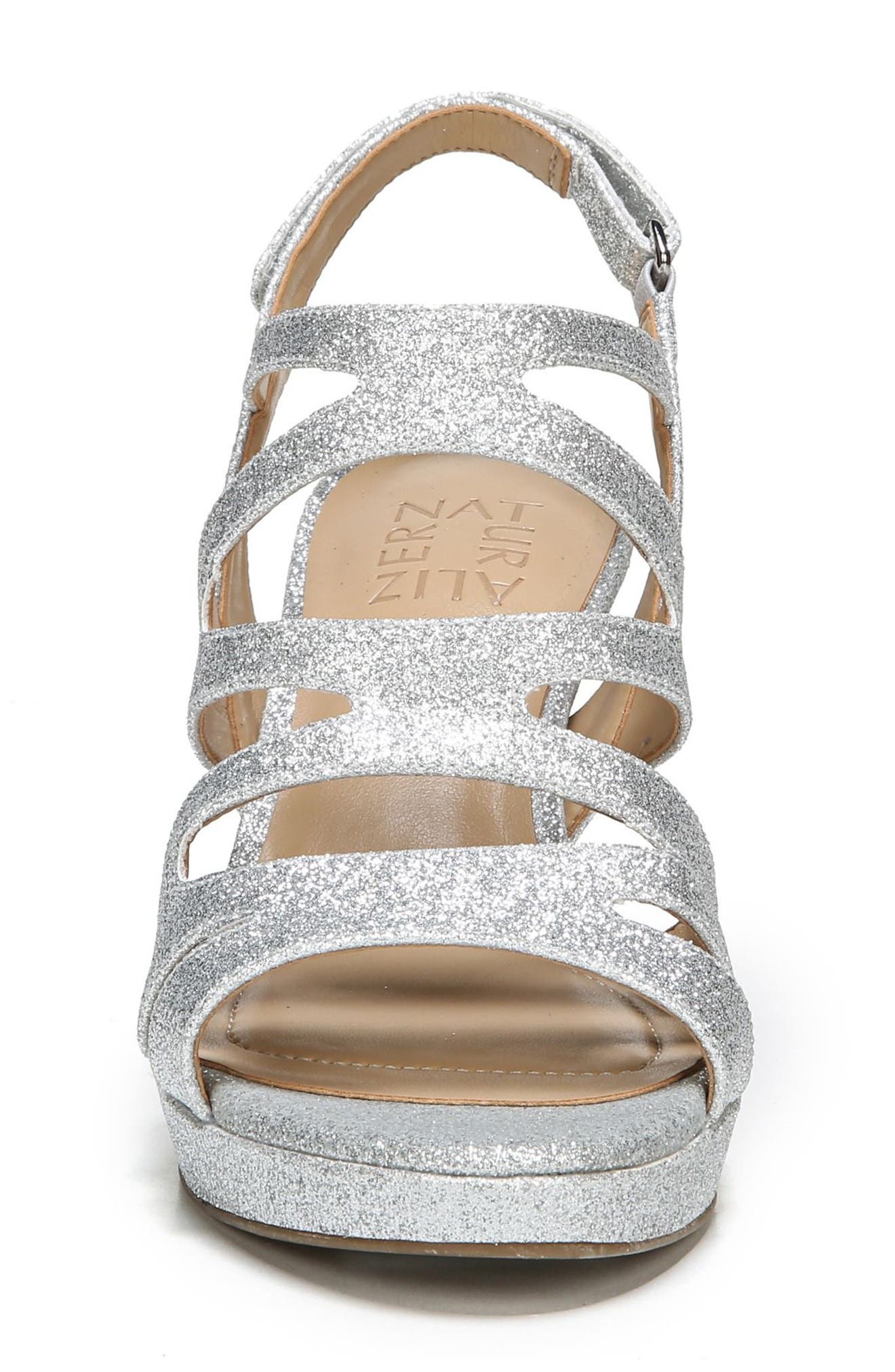 'Pressley' Slingback Platform Sandal, Alternate, color, SILVER GLITTER FAUX LEATHER