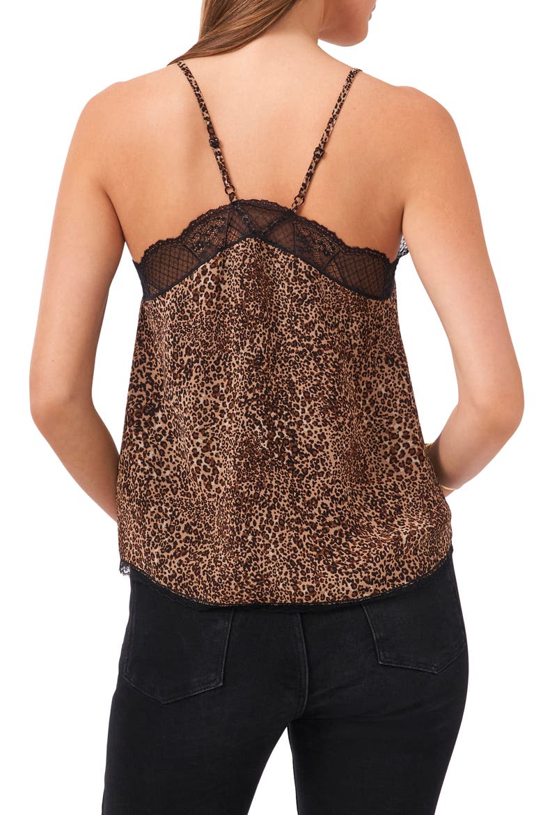 Lace Trim Racerback Camisole, Alternate, color, LEOPARD MUSES
