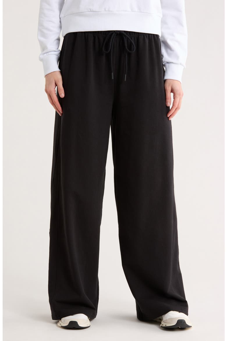 Relay French Terry Ultra Wide Leg Pants, Main, color, BLACK