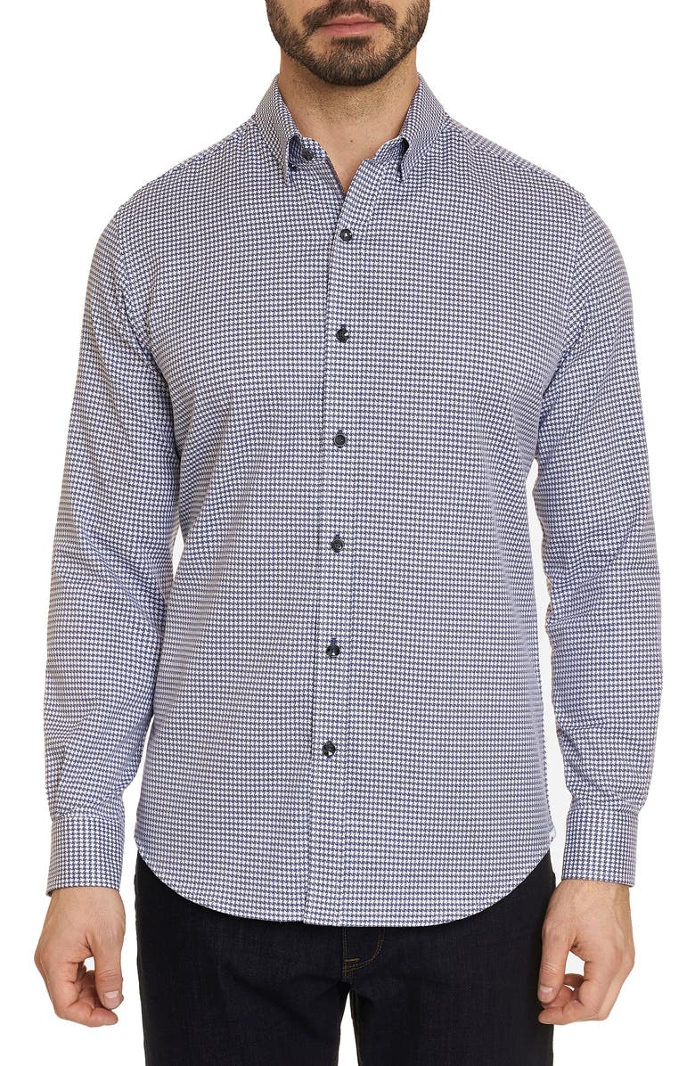 Robert Graham Everett Trim Fit Houndstooth Button-Up Shirt, Main, color, 
