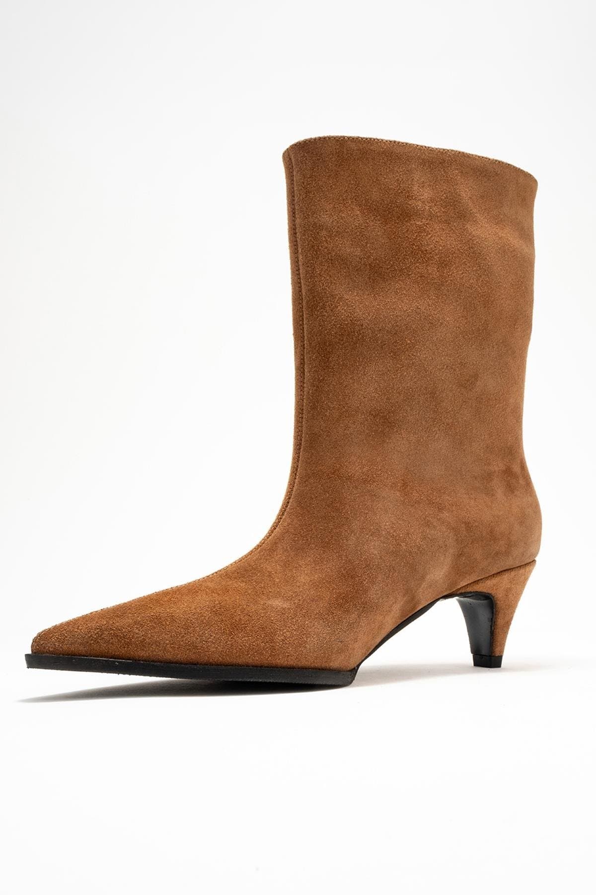 Aleo Leather Pointed Toe Boot, Alternate, color, Cognac Suede Leather