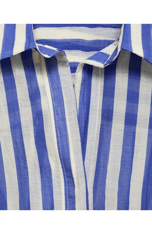 MANGO MANGO STRIPE LYOCELL BLEND BUTTON-UP SHIRT