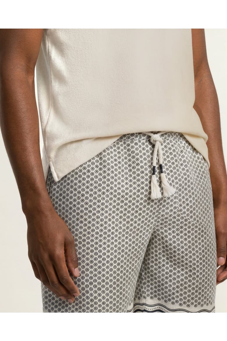 Setter Seersucker Shorter Length Swim Shorts, Alternate, color, WHITE SAND/NIGHT IRIS