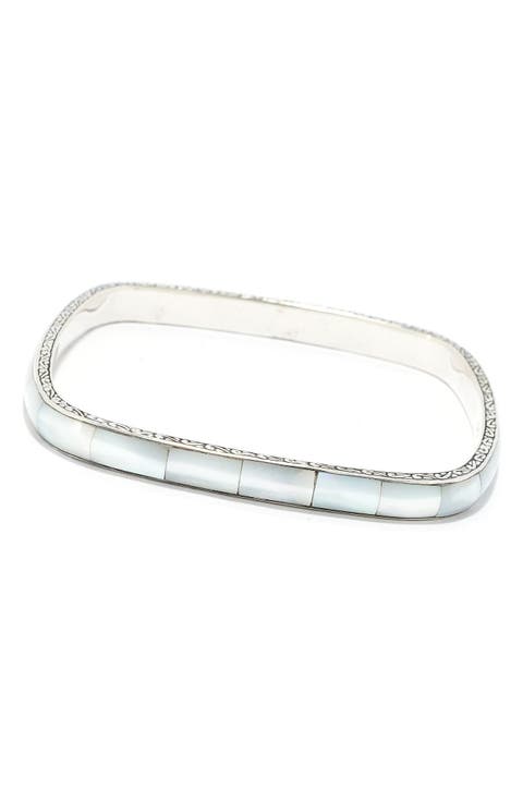 Abalone Shell Inlay Sterling Silver Bangle