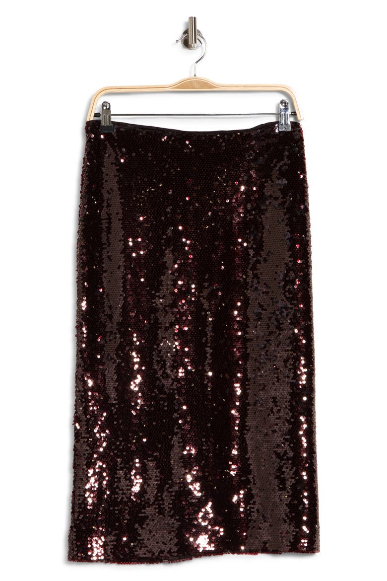 Sequin Column Midi Skirt, Alternate, color, BURGUNDY
