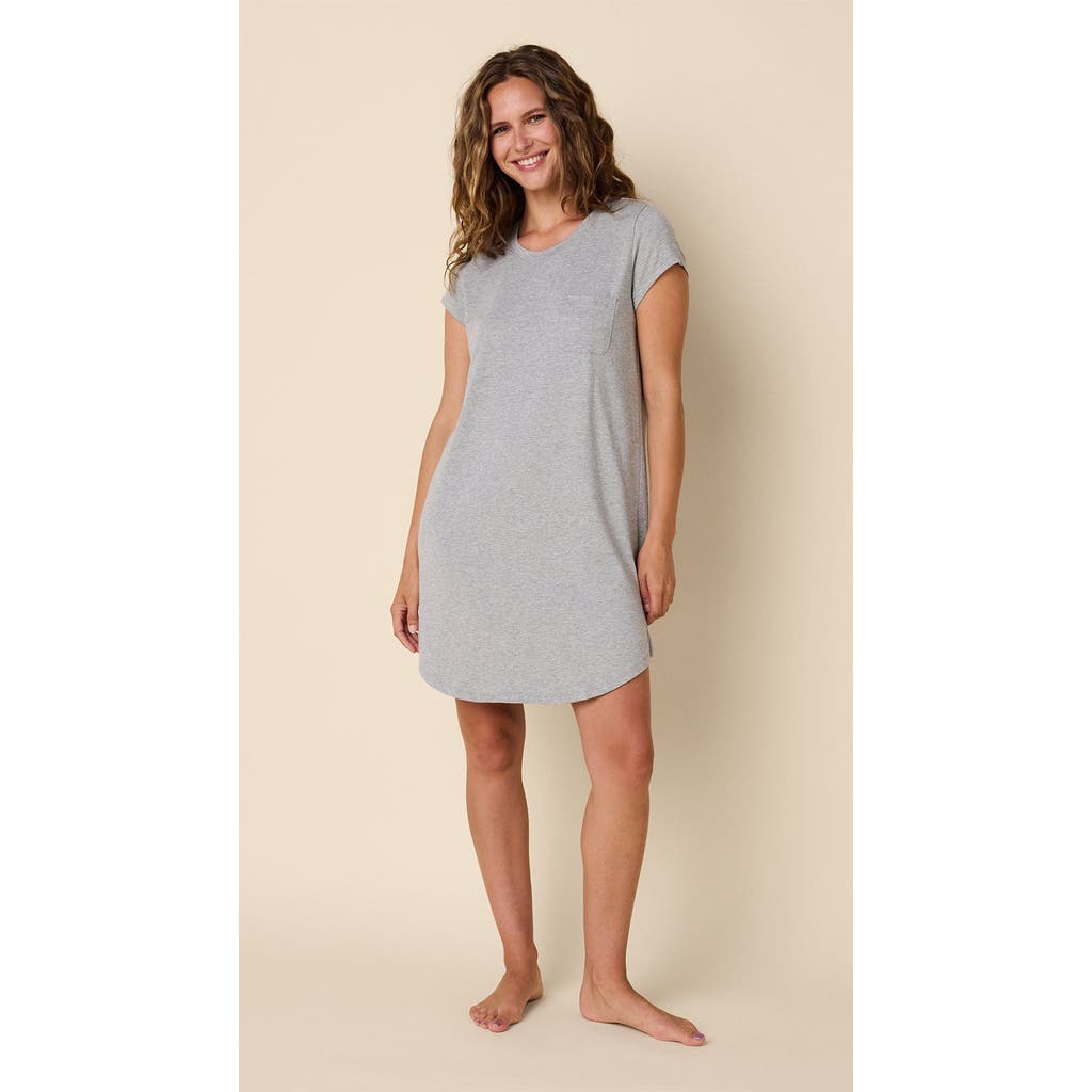 The Cat's Pajamas Pima Knit Short Sleeved Sleep Shirt In Gray