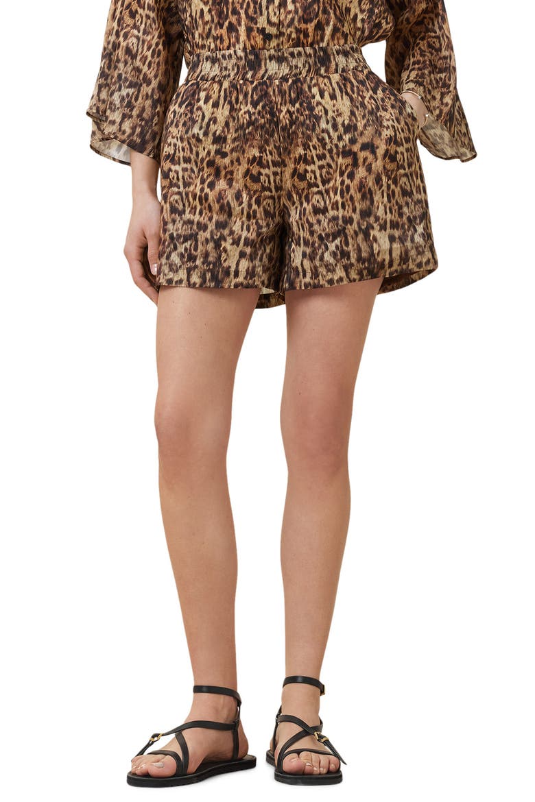 Charli Linen & Silk Shorts, Main, color, EVIA GOLDEN BROWN