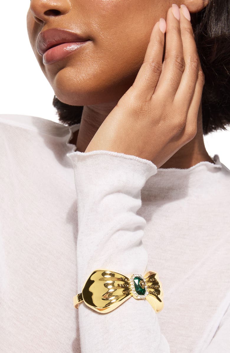 Kurt Geiger London Bow Hinged Bracelet, Alternate, color, Gold/ Green