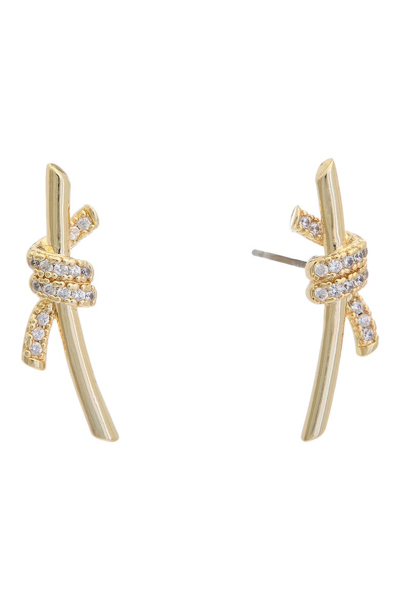 Cubic Zirconia Knot Stud Earrings, Main, color, YELLOW