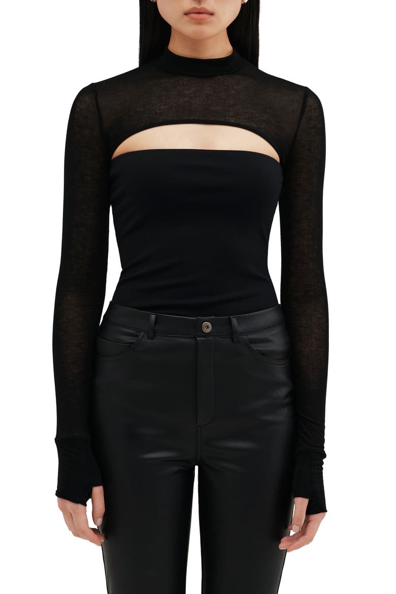 Graham Long Sleeve Bolero Top, Main, color, BLACK