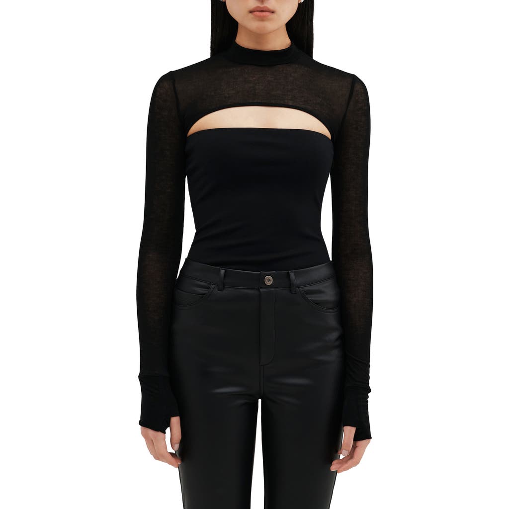 Two Lines By Marcella Graham Long Sleeve Bolero Top In Black