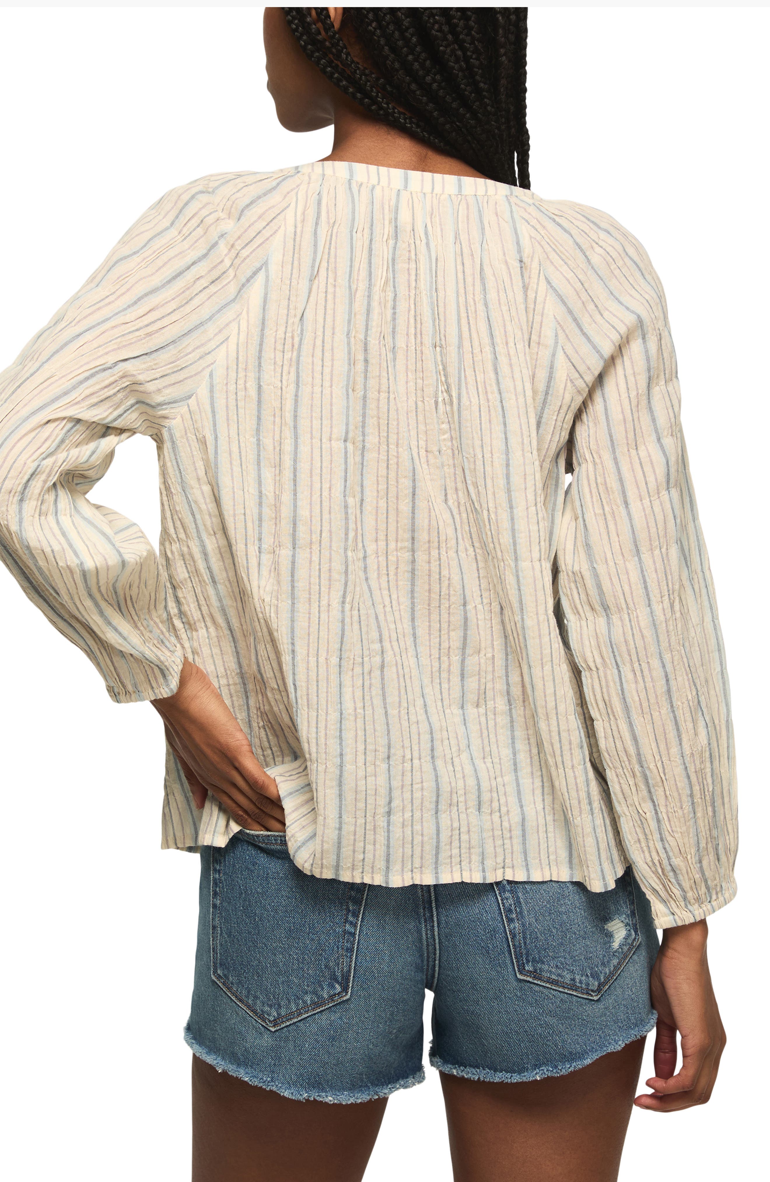 Ditsy Floral Stretch Cotton Button-Up Top - image 2
