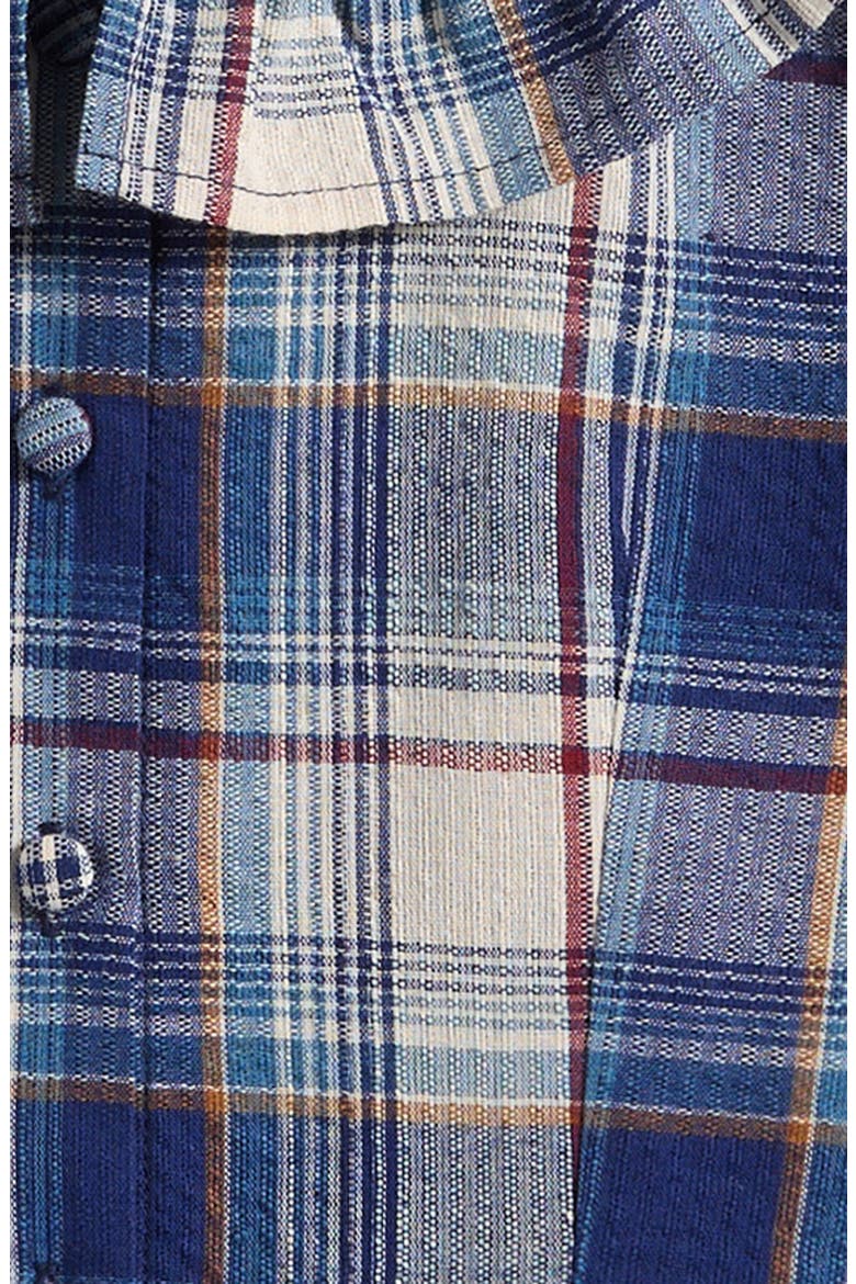 Kids' Plaid Frill Collar Puff Sleeve Top, Alternate, color, BLUE MULTI