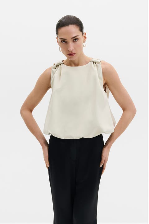Valentina Knotted Shoulder Satin Top