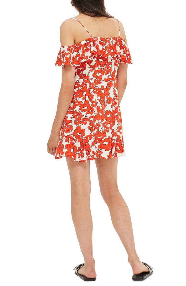 Topshop Poppy Ruffle Wrap Minidress, Alternate, color, 