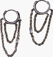 Nickel & Suede Thea Chain Huggies